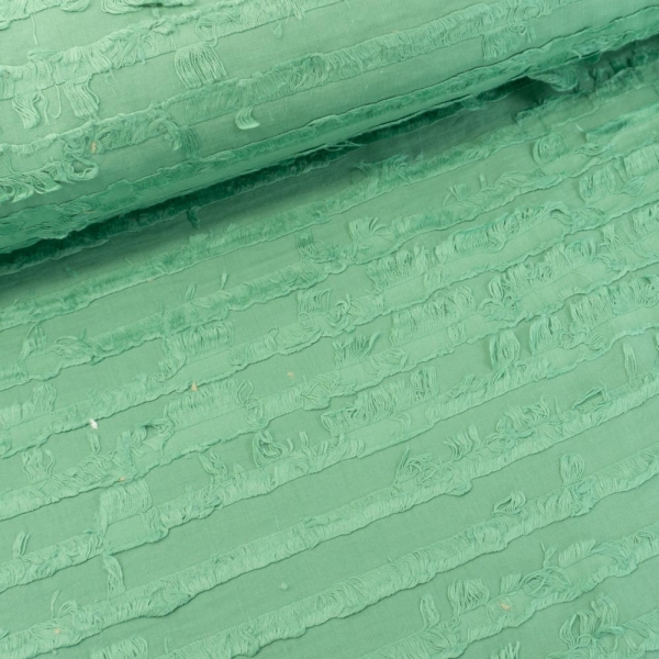 3,50m Zuschnitt B-Ware Baumwollwebware Streifen mit Fransen dusty green