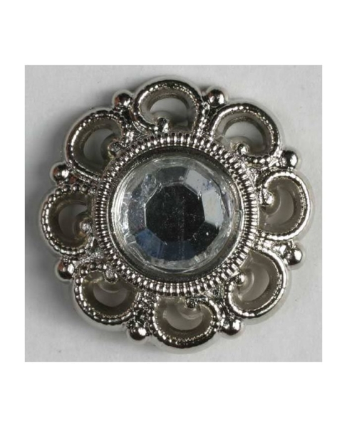 Dekoknopf Strass metallisiert 20mm silber