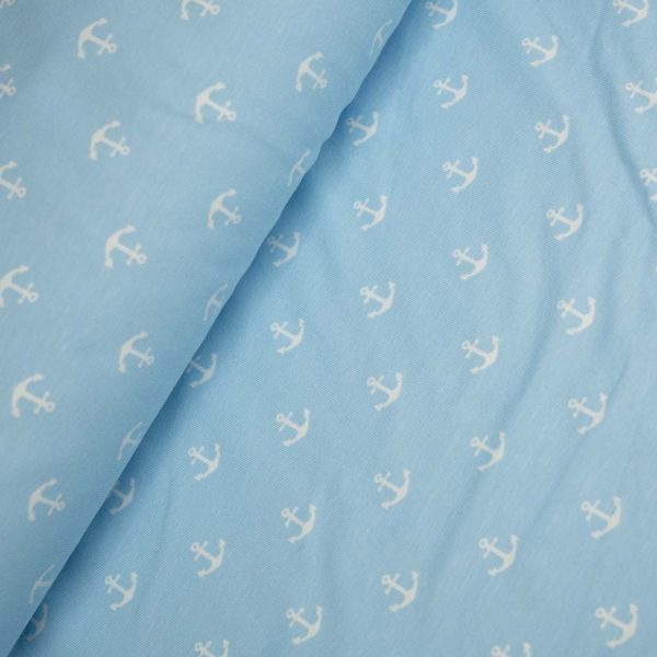 Baumwolljersey kleine Anker hellblau