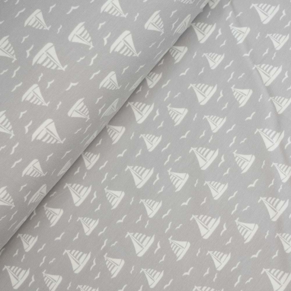 Baumwolljersey Schiffchen hellgrau