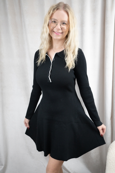 Polo Kleid Rippstrick Paola schwarz
