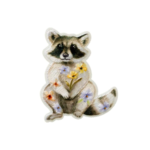 Applikation Waschbär mit Blumen