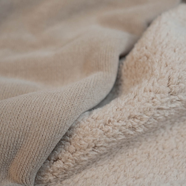 Strickjersey Doubleface Innen Teddy beige