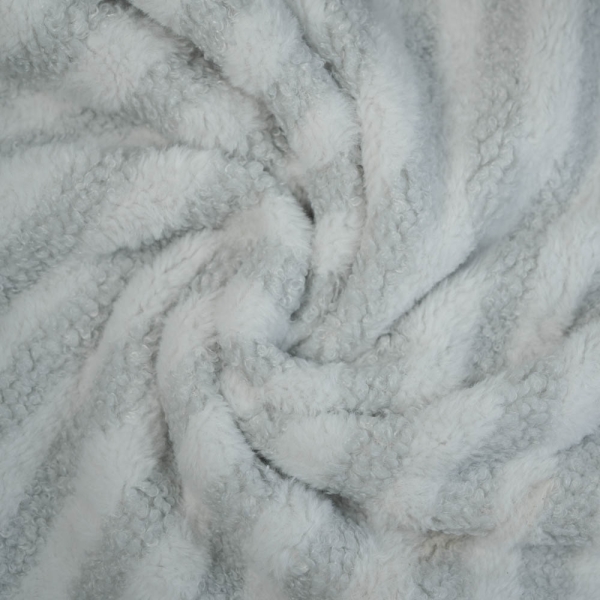 Teddyplüsch Soft Streifen hellgrau