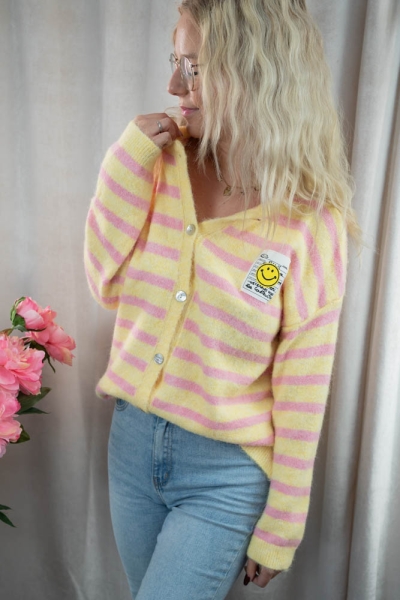 Cardigan Smiley Streifen butter yellow