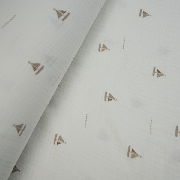 Musselin Double Segelboot ecru