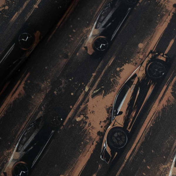 Baumwolljersey Rennauto braun