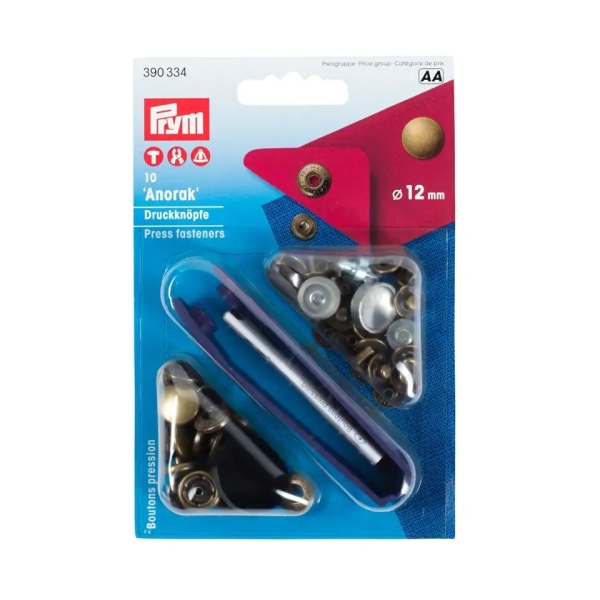 Prym Nähfrei-Druckknopf Anorak 12mm altmessing