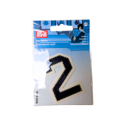 Applikation Stickoptik Zahl 2 navy