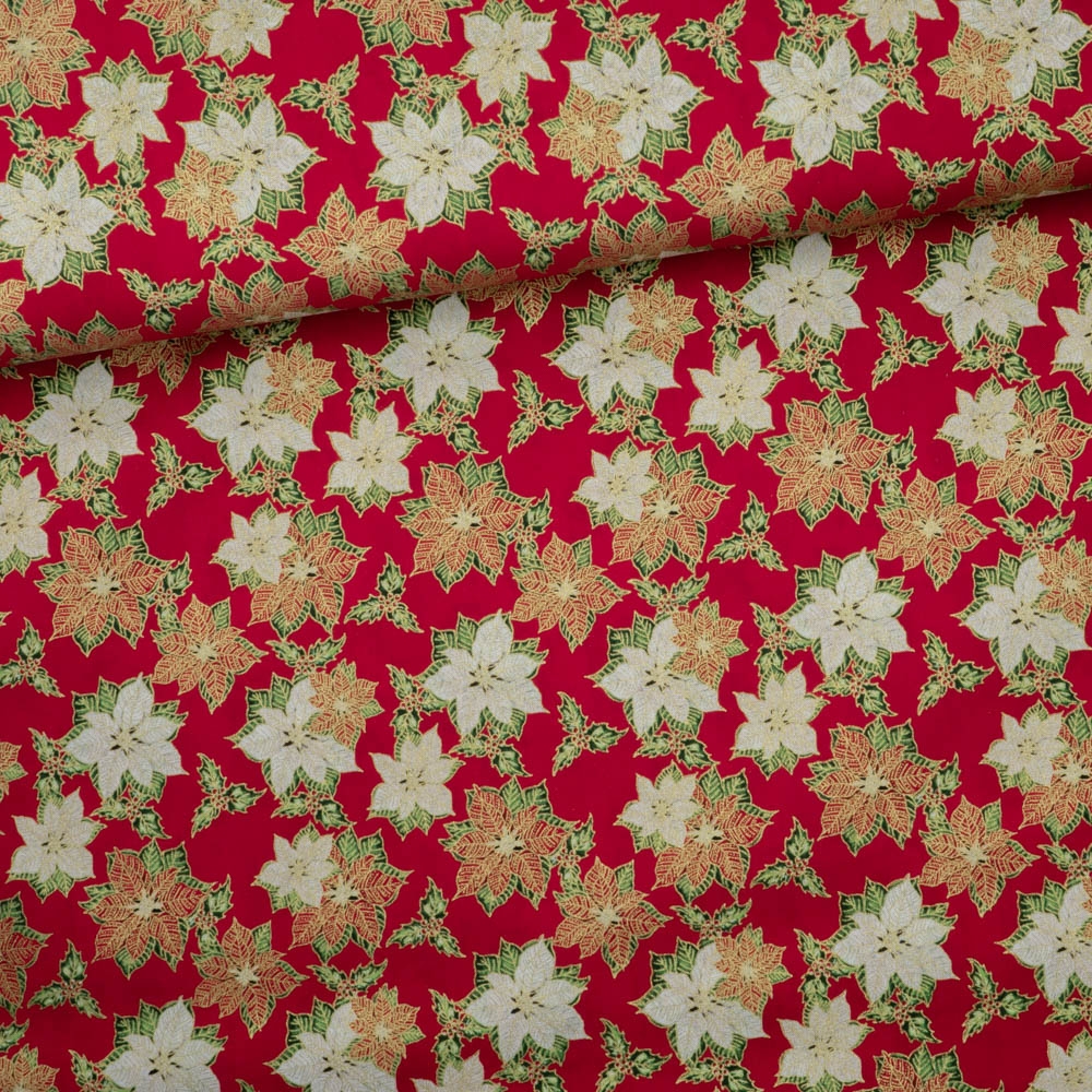 Baumwollwebware Kleiner Weihnachtsstern rot | Muster | Baumwollstoffe |  Stoffe | EvLis Needle