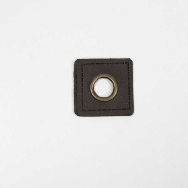 Kunstleder-Ösen Patches Quadratisch 8mm dunkelbraun