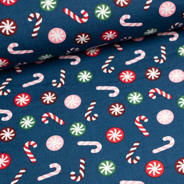Baumwollwebware Zuckerstange navy