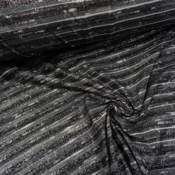 Plissee Funktionsjersey Glitter Stripes schwarz
