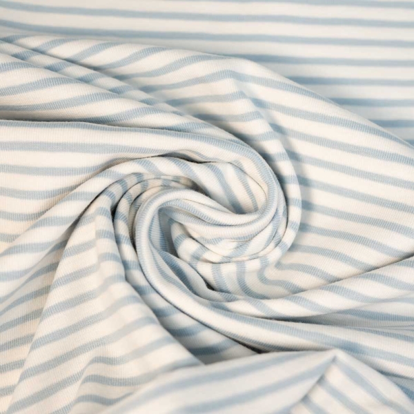 Baumwolljersey Streifen jeansblau-weiß