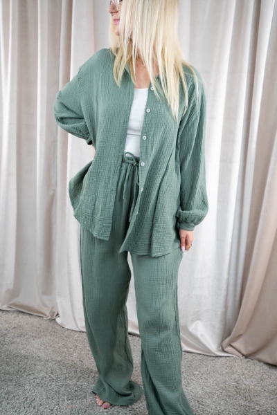 Musselinhose Tiara dusty mint dunkel