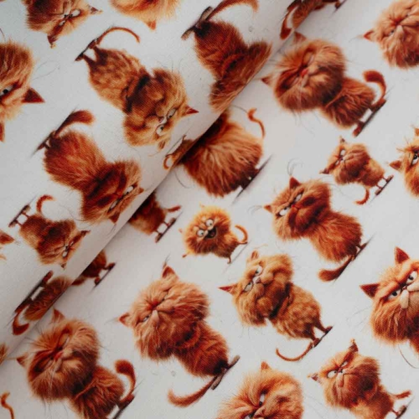 French Terry Sweat Katzen ecru