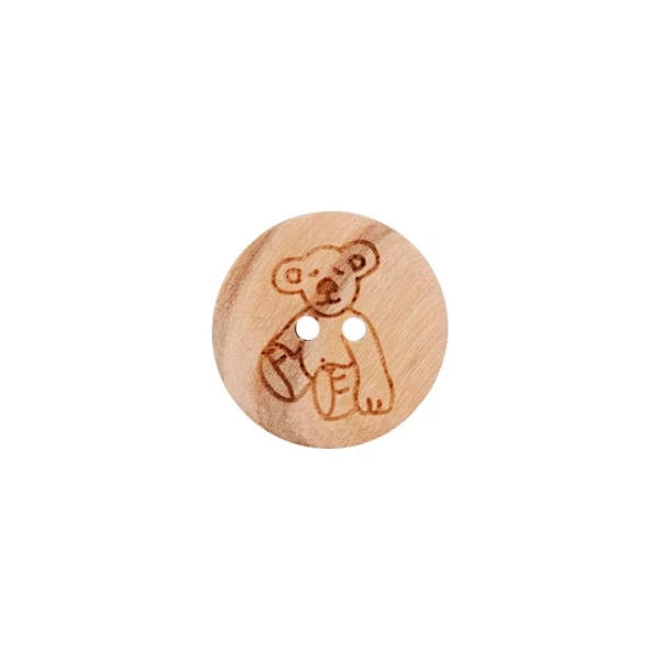 Holzknopf Teddybär 15mm mehrfarbig