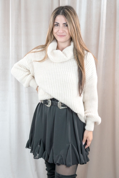 Grobstrick Rollkragenpullover Elena beige