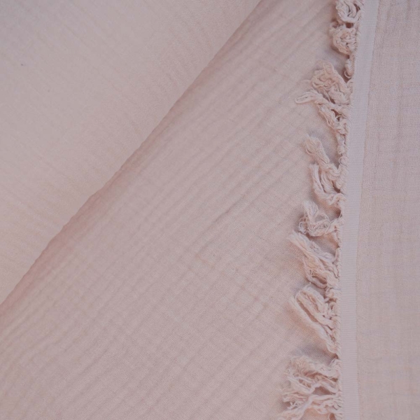 Musselin 4-lagig Fransenbordüre altrosa