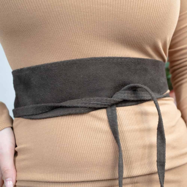 Wildledergürtel Wickelgürtel 100% Echtleder schokobraun