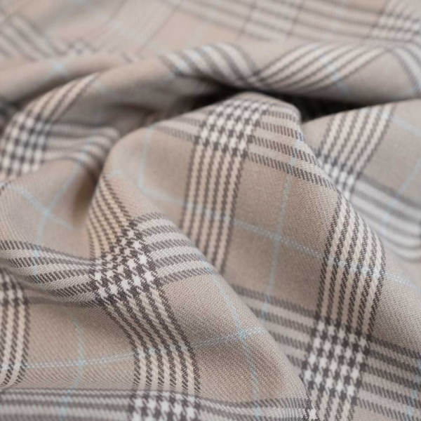 Twill Wool Touch Glenchecks grau-hellblau