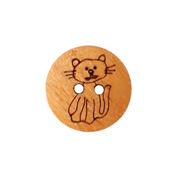 Holzknopf Katze 18 mm braun