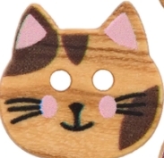 Prym Holzknopf Katze 15mm braun