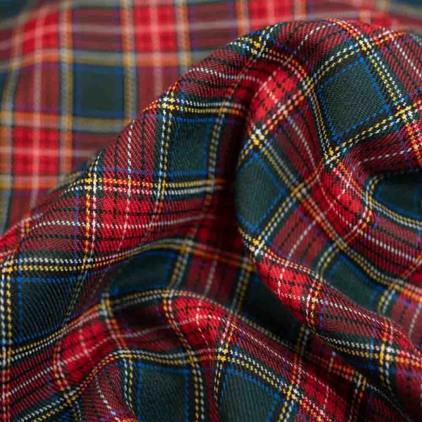 Twill Wool Touch Glenchecks dunkelgrün-rot