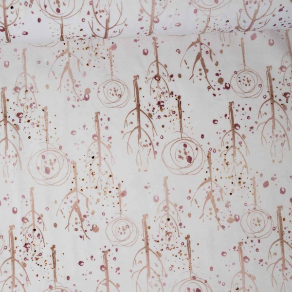 Baumwolljersey Abstrakte Bäume weiß