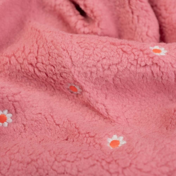 Teddyplüsch bestickt Gänseblümchen pink