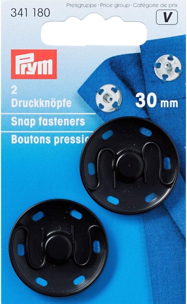 Prym 2 Stk Annäh - Druckknöpfe 30mm schwarz