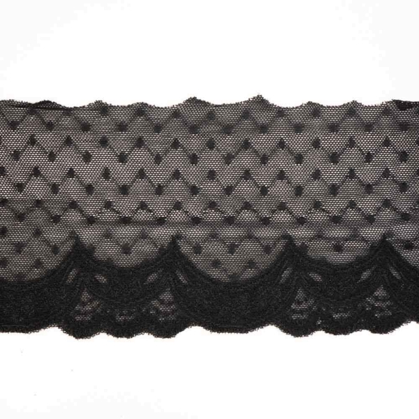 Elastische Spitzenborte Stickerei 8cm schwarz