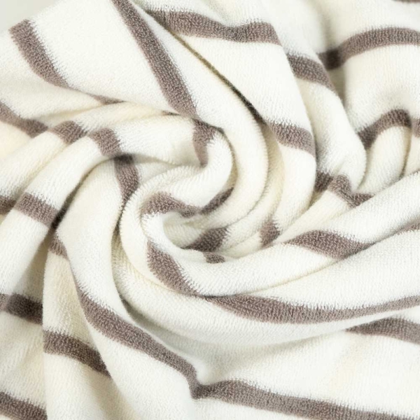 Frottee Jersey Streifen ecru-taupe