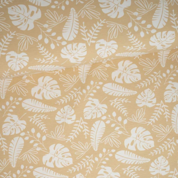 Baumwolljersey Blätter hellbeige