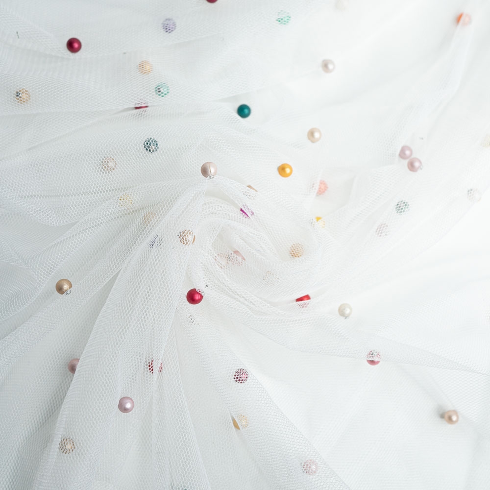 Weiße Perlen-Tischdecke Aus Chiffon - 160x279cm Für Hochzeiten & Feiern