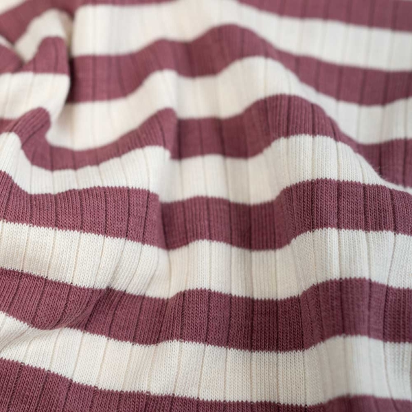 Ripp Baumwolljersey Streifen altrosa