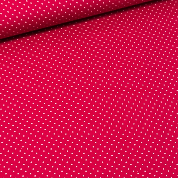 Edle Baumwollwebware Popeline Kleine Punkte pink-beere