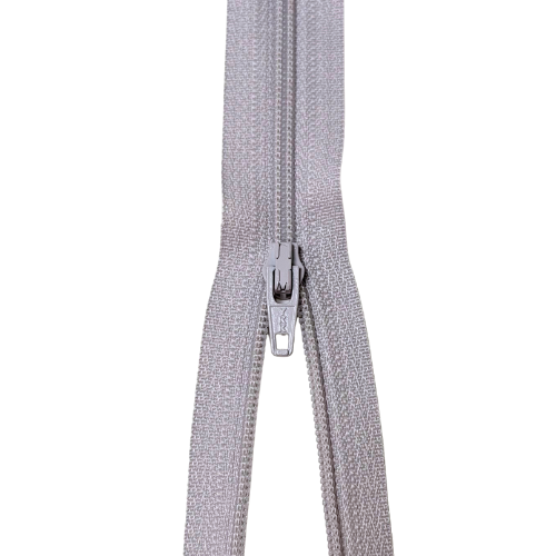YKK nicht teilbarer Reißverschluss kleine Spirale silbergrau 60cm