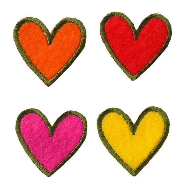 Applikation 4 Herzen, bunt