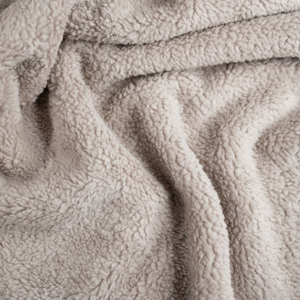 Baumwoll Teddyplüsch Premium beige