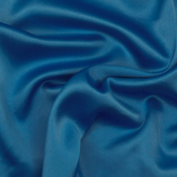 1,00m Zuschnitt Satin Stretch Glänzend Uni mittelblau