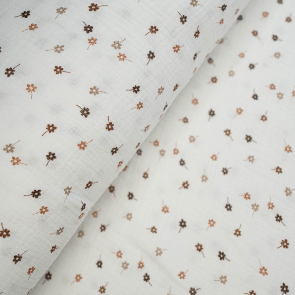 Musselin Double Streublümchen ecru