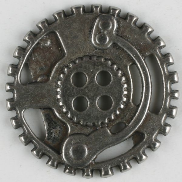 Metallknopf Zahnrad 23mm altsilber