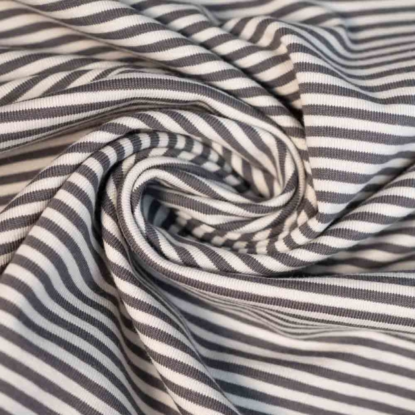 Baumwolljersey Streifen dunkelgrau-hellgrau