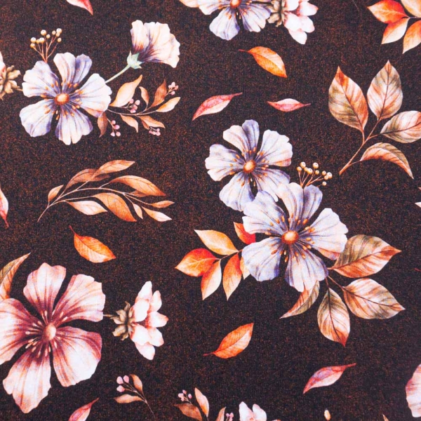 Bio-French Terry Autumn Flowers melange terra