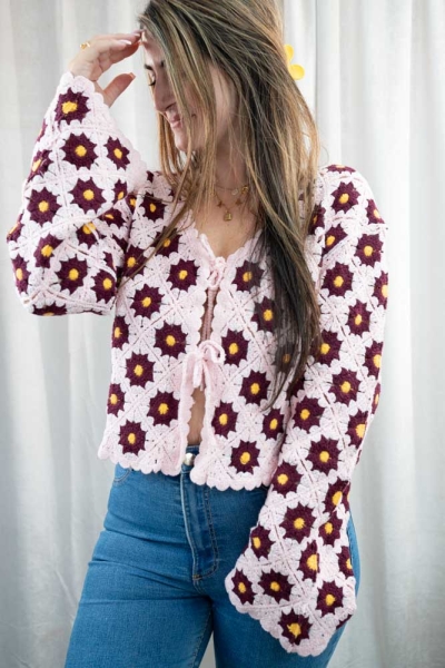 Häkel Cardigan Beatrice rosa