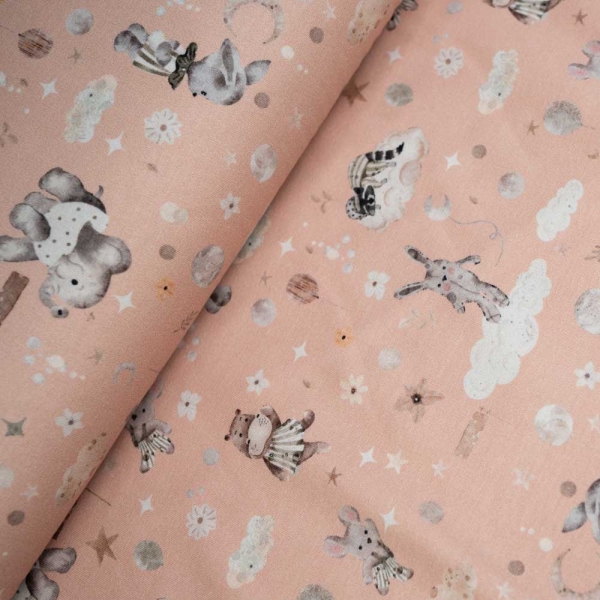 Baumwolljersey süße Tierchen apricot