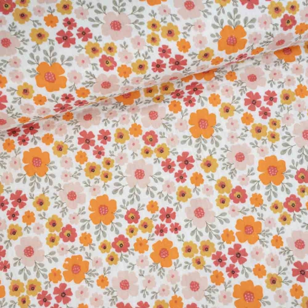 Musselin Double Gauze Blümchenzauber ecru