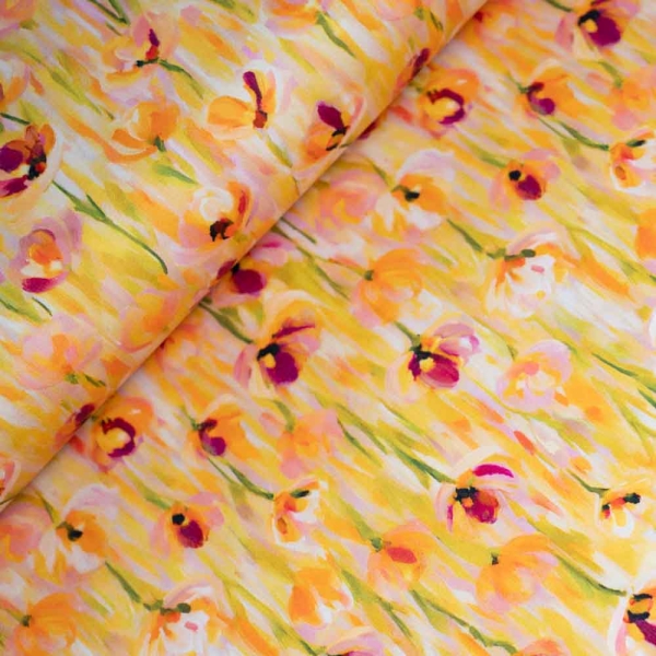Baumwolltwill Stretch Tulpen senfgelb
