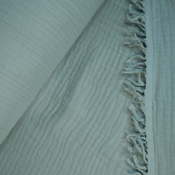 Musselin 4-lagig Fransenbordüre salbei